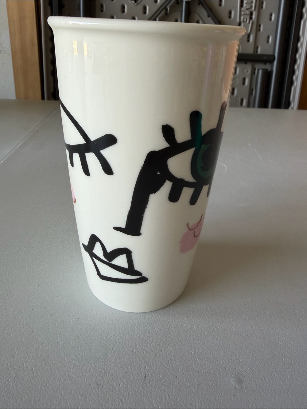 Starbucks Ceramic Mug 2014 Abstract Winking Face